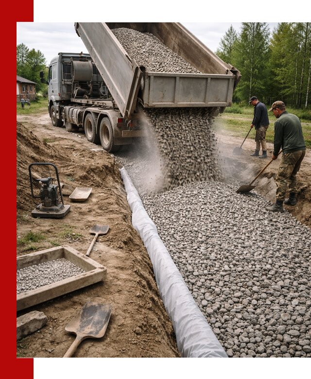 Гравий для дренажа с доставкой в Когалыме качественный и недорогой