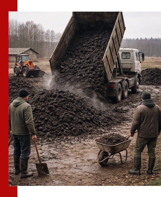 Доставка низинного торфа с разгрузкой и доставкой в Когалыме